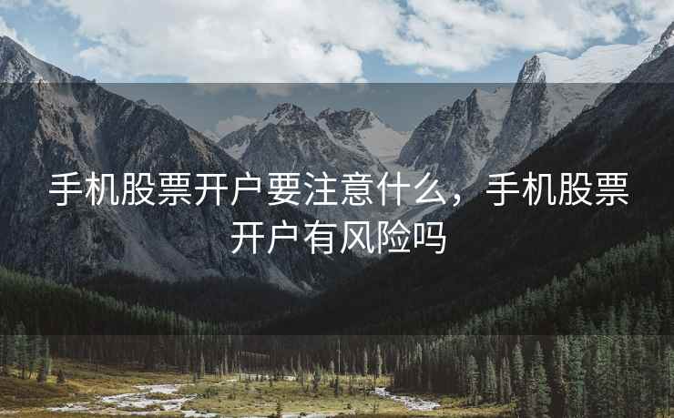 手机股票开户要注意什么，手机股票开户有风险吗