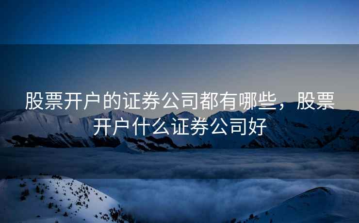 股票开户的证券公司都有哪些，股票开户什么证券公司好