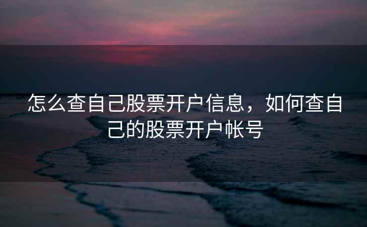 怎么查自己股票开户信息，如何查自己的股票开户帐号