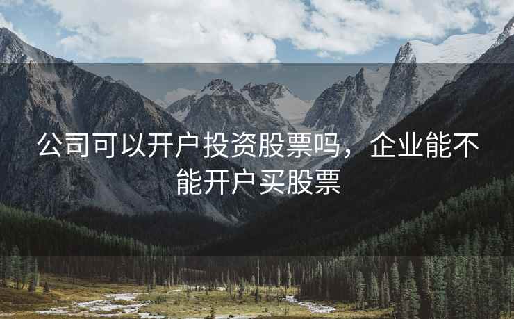 公司可以开户投资股票吗，企业能不能开户买股票