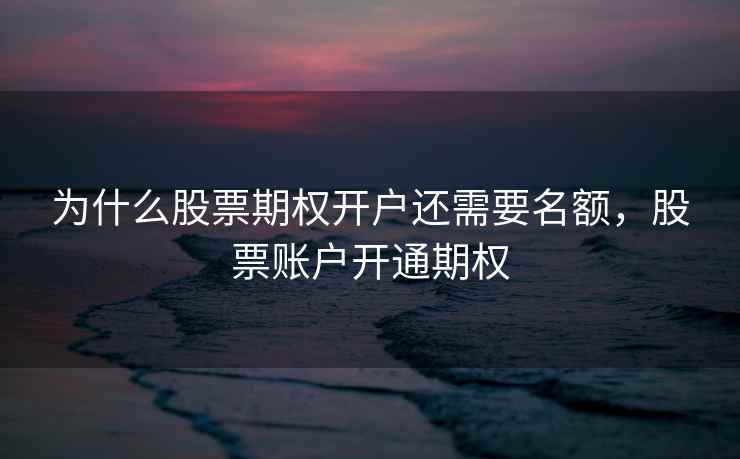 为什么股票期权开户还需要名额，股票账户开通期权