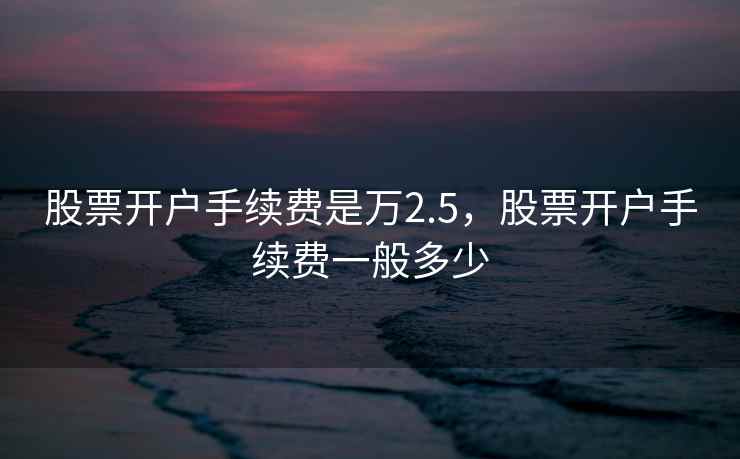 股票开户手续费是万2.5，股票开户手续费一般多少