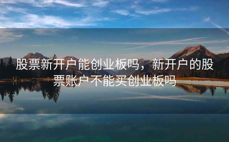 股票新开户能创业板吗，新开户的股票账户不能买创业板吗