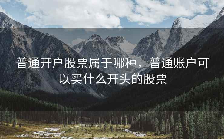 普通开户股票属于哪种，普通账户可以买什么开头的股票