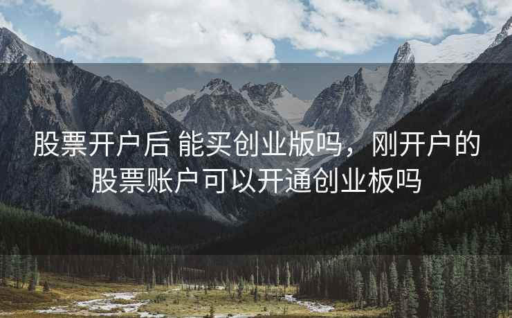 股票开户后 能买创业版吗，刚开户的股票账户可以开通创业板吗